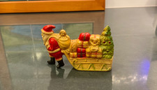 Vintage Celluloid Viscoloid Santa Claus Pulling Sleigh Christmas VGC picture