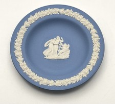 Wedgwood Blue Jasperware Round Trinket Dish Made in England picture