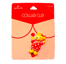 Hallmark COLLAR CLIP Valentines Vintage BEAR GIRL TEDDY w HEARTS 80s Jewelry NEW picture