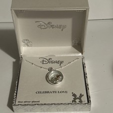 Disney celebrate love Mickey and Minnie Necklace, 18 inch chain (silver plated) picture