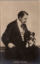 John Drew Actor & Terrier Dog RPPC Postcard E. Frey & Co. 1907-1915 picture