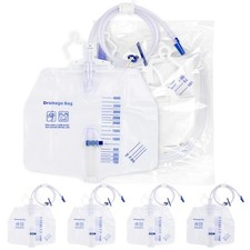 5 Pack Urinary Drainage Bag with Anti-Reflux Chamber, 4000ml Large Capacity, ... picture
