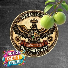 Heraldic Eagle Emblem Crowned Wings Badge Round Metal Sign Wall Decor Plaque picture