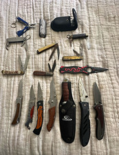 Mixed Brands Knife Lot: Pocketknives & Multi-Tools w/ Fixed Blade and Sheath picture