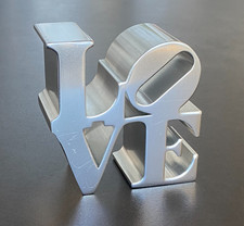 VTG 70s Robert Indiana LOVE Heavy Solid Metal Paperweight Art Sculpture MCM 10oz picture