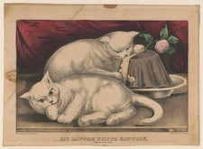 New York Currier Ives 1856-1907 My Little White Kitties Taking the Cake picture