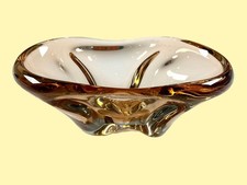 Vintage MCM Smoky Amber Bohemian Czech Art Glass Bowl Attributed Jan Beranek picture