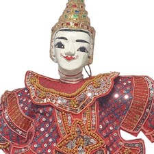 Vintage Burma Wood Marionette Puppet Handcrafted Traditional Dancer Figure Asia picture