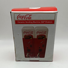 Coca-Cola Ceramic Vending Machine Salt & Pepper Shakers Set, Boxed, Red/White picture