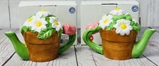 Vintage Papel Giftware Ceramic Mini Teapot April New In Box Set Of 2 picture