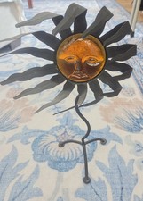 Vintage Pier 1 Celestial Sun Face Candle Holder Stand 16