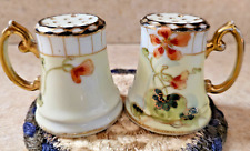 Hand Painted Nippon Salt&Pepper Shakers~Floral&Gold picture