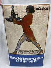 RARE VINTAGE RADEBERGER PILSNER PORCELAIN SIGN GERMAN BEER 8 X 11 picture