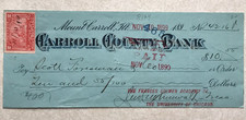 Carroll County Bank Mount MT Carroll IL Illinois 1899 Cancelled Check EN2645 picture