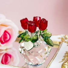 Red Rose Crystal Glass Figurine Gift-Boxed picture