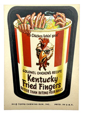 1974 Topps Wacky Packages 8th Series Kentucky Fried Fingers Sticker Tan Back picture