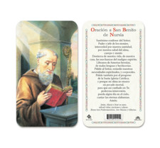 Oracion a San Benito de Nursia - Spanish - Plastic Holy Card HC10 picture