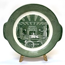 Vintage Royal China Colonial Homestead Green Handled Cake Plate picture