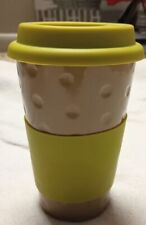 SCM Designs Embossed Glazed Stoneware Cups 12 Oz. Travel Tumbler Silicone Lid picture