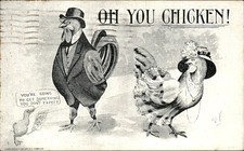 Anthropomorphic Chickens Humor c1910s Vintage Postcard picture