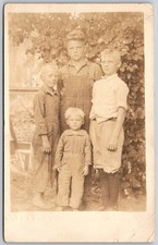 RPPC 1922 Boys Group Photo Chicago Illinois Bare Feet Rare ANTIQUE Postcard 8959 picture