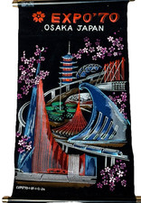 Expo ’70 Osaka Japan Wall Hanging Textile Poster 1970 Vintage Mid-Century Design picture