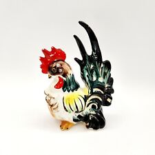 VTG MCM Ceramic Rooster Chicken Great Tail Figurine Lipper & Mann JAPAN 6in  picture