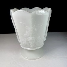 Napco Vintage Milk Glass Pedestal Scalloped Vase Made In The USA picture