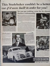 1939 vintage Studebaker automobile print ad, Craftsman Jack Mooney picture