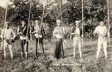 Moro Warriors Jolo Philippines w Spears & Barong Knives Back RPPC Postcard COPY picture