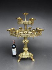 Antique XL Brass candelabra candle holder neo gothic lion claw feet picture