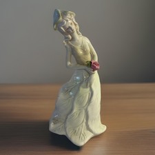 Lovely Leaf Woman Figurine with Rose, Leaf Dress and Hat  9.25” picture