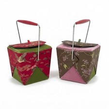 Yans NY Set of 2 Asian Brocade Fabric Handbags Velvet Lined Mini Purses picture