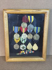 US NAVY Unnamed Medals/Ribbons Shadowbox Vietnam/CAR/NUC/MUC 11x9” USN VETERAN picture