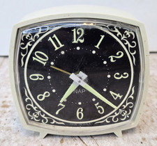 Westclox Nap Wind Up Alarm Clock Glow in the Dark Black White Tested & Working picture