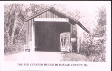 1950s RPPC RED COVERED BRIDGE PRINCETON ILLINOIS IL KODAK PAPER POSTCARD P7633 picture