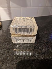 Vintage MCM Westminster Baccarat Style Crystal Cut Hinged Trinket Jewelry Box  picture