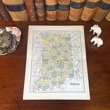 Original 1885 Antique Map INDIANA Kokomo South Bend Carmel Fort Wayne Evansville picture