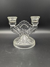 Vintage Art Deco Depression Glass Jeanette Iris & Herringbone Candleholder picture