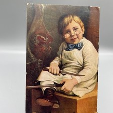 Antique 1908 Postcard Innocence Catch Boy with Knives Waxahachie Texas Postmark picture