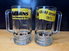 2 Vtg Glass Caterpillar CAT KEARNS Machinery Co Rare Heavy Drinking Mug Cup 1977 picture
