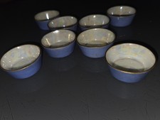 Set of 8 Antique PT Tirschenreuth Bavaria Blue Lusterware Open Salt Cellars... picture