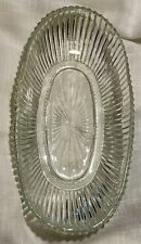 Vintage Ribbed Oval Glass Celery/Relish Dish, Small Chips On Exterior picture