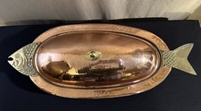 Fantastic Hand Hammered Covered Copper Fish Dish picture