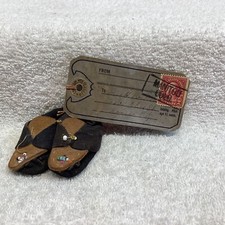 Unique Vintage Minature Native American handmade beaded leather Moccasin 2