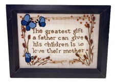 Greatest Gift Father to Children is Love Their Mother Embroidered Linen Plaque picture