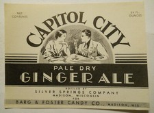 ca. 1930's Capitol City Ginger Ale (Madison, Wisconsin) bottle label picture