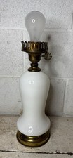 Vintage GWTW Hurricane Table Lamp White Glass No Shade 14” picture