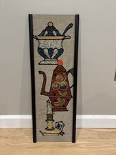 Vintage MCM Gravel Pebble Mosaic Wall Art Coffee Pot Kitchen 1960s Retro Decor picture