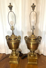 2 Vintage Chapman Brass Rams Handle Urn-style Table Lamp 40